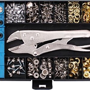 RAM-PRO All-In-One Snap  Grommet  Eyelet   Rivet Plier Tool Kit - The Complete Fastener Installation Setter Set for Tarps  Boat Covers  Canopies  Canvas  Awning Repair  and Grommet Replacement