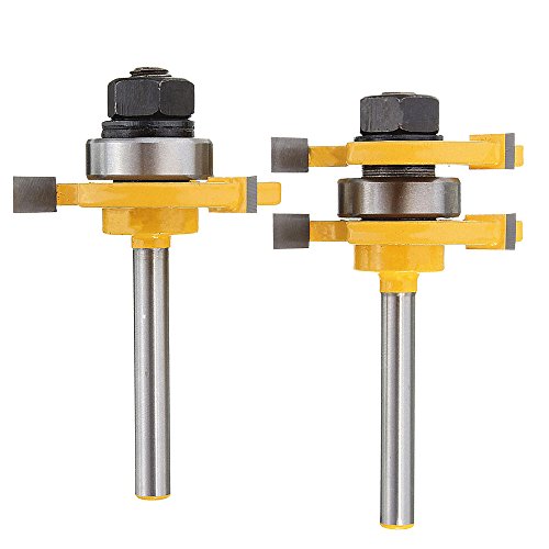 Yakamoz Set of 2 Pieces 1 4-Inch Shank Matched Tongue and Groove Router Bit Set