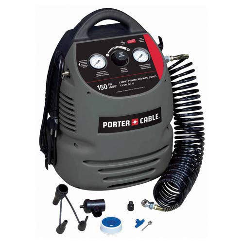 PORTER-CABLE CMB15 (1 5 Gallon) Oil-Free Fully Shrouded   Hand Carry Compressor Kit (icludes 25' Hose)