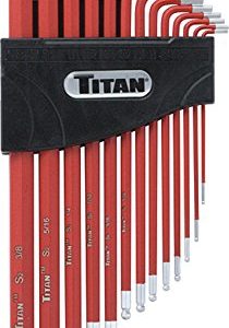 Titan Tools 12713 Extra-Long Arm Ball Tip SAE Hex Key Set  13 Piece